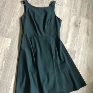 Custom hunter green fit and flare dress